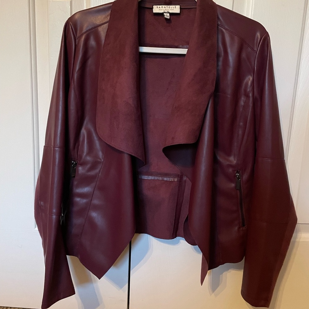 Vegan Faux Leather/Faux Suede Draped Jacket